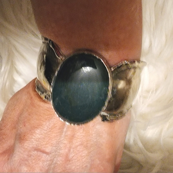Vintage Brutalist Silver Cuff - Picture 1 of 9